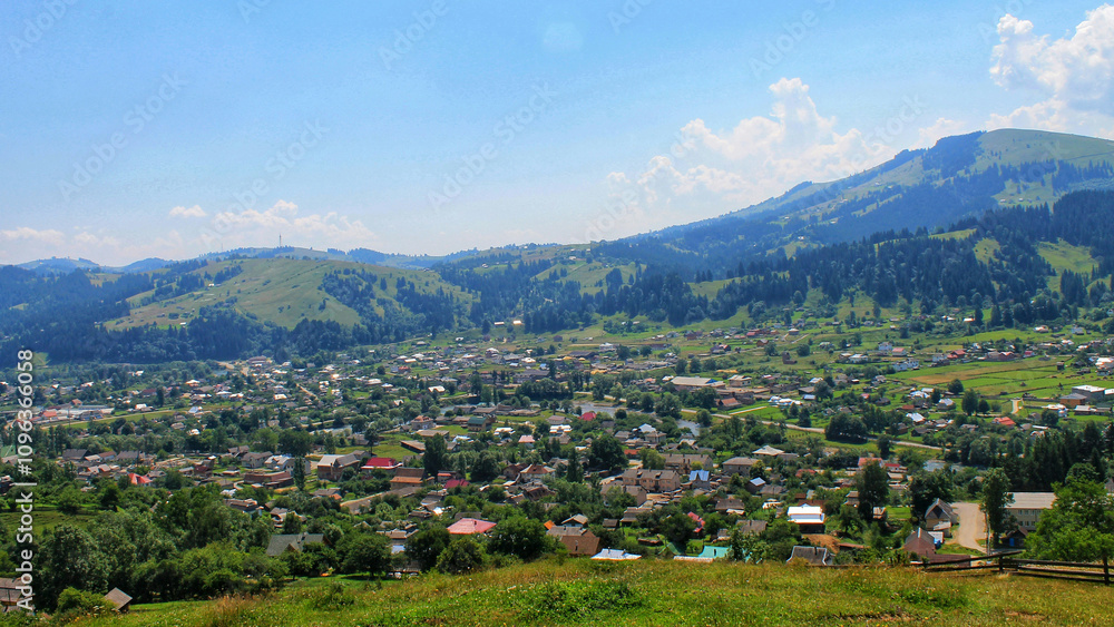 Charming village nestled in the mountains Charming village nestled in the mountains