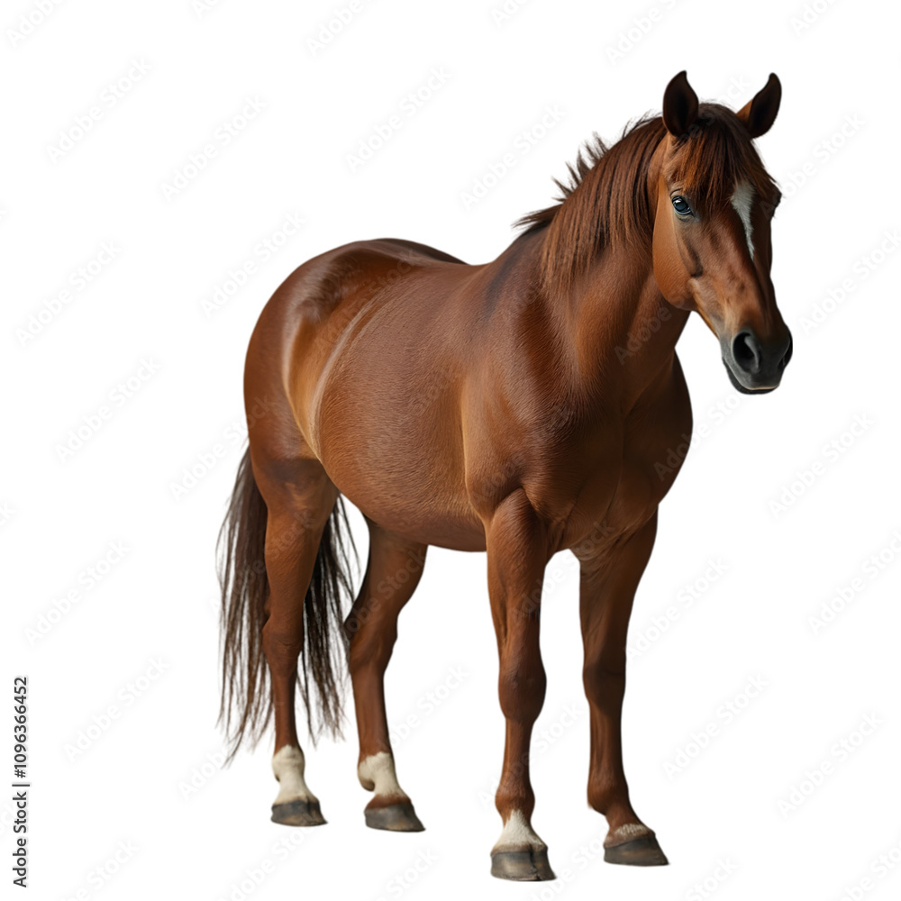 Fototapeta premium Majestic Horse Running Freely in a Natural Meadow Outdoor Photography Vibrant Landscape Captured from a Dynamic Angle Symbolizing Freedom and Strength