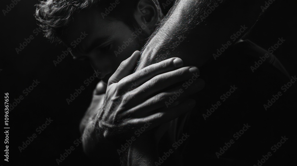 A monochrome image of two intertwined arms, conveying intimacy. A monochrome image of two intertwined arms, conveying intimacy.
