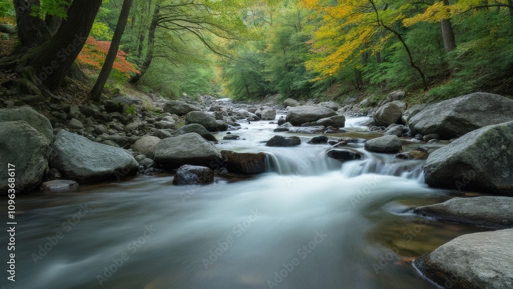serene forest stream with crystal-clear water flowing between mossy rocks, a peaceful representation of untouched nature and tranquility serene forest stream with crystal-clear water flowing between mossy rocks, a peaceful representation of untouched nature and tranquility