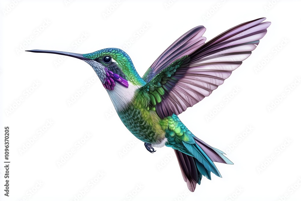 Fototapeta premium Lively feathers and dynamic details in the hummingbird motif