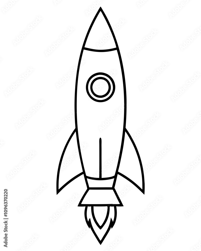 rocket line art vector illustration transparent background
