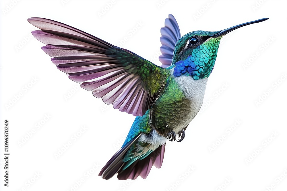 Fototapeta premium Tattoo of a hovering hummingbird in natural tones