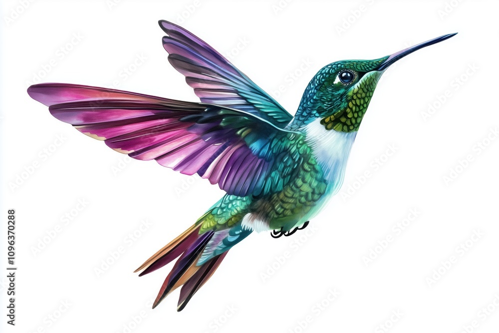 Fototapeta premium Realistic tattoo with a hummingbird and soft shading