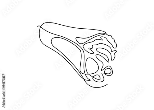 Single continuous line drawing stylized Mexican burritos shop logo label. Emblem fast food restaurant concept. Modern one line draw design vector graphic illustration for cafe or food delivery service