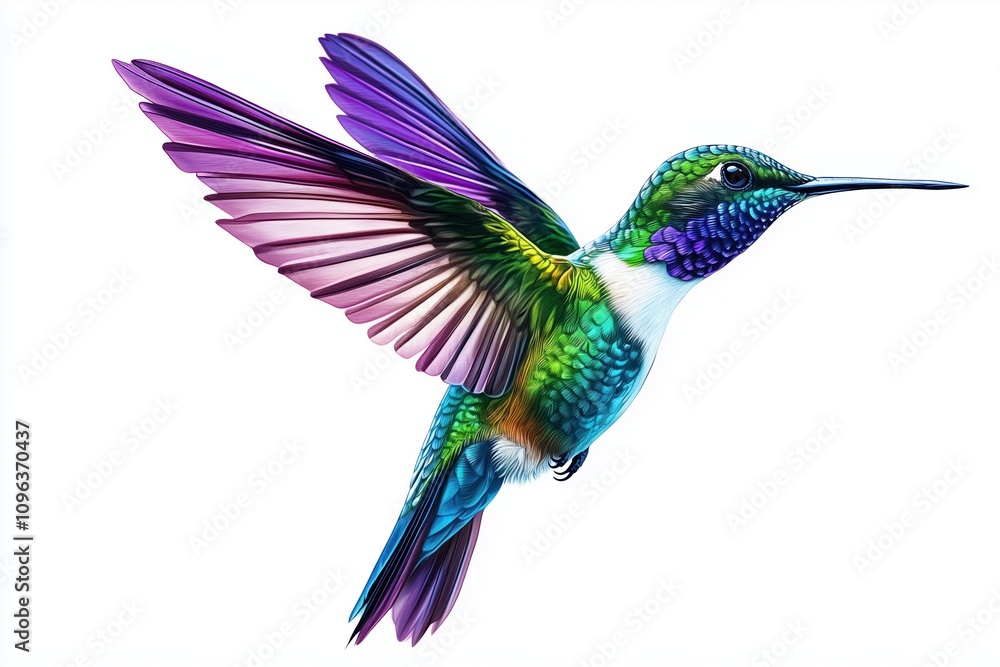 Fototapeta premium Tattoo of a hummingbird with elegant linework