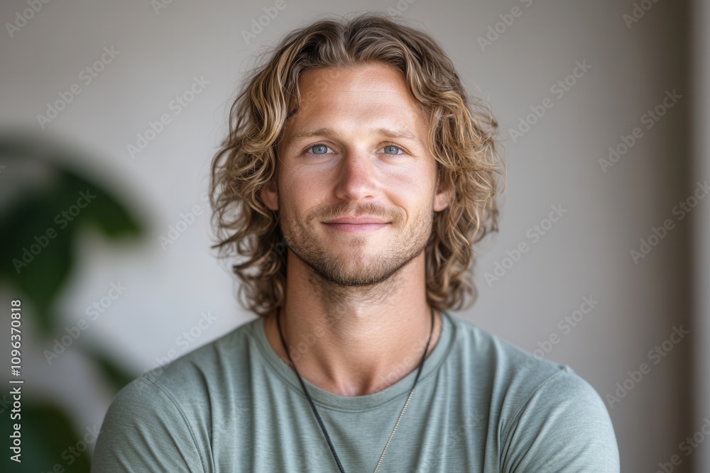 Serene Yoga Instructor in Focused Pose Serene Yoga Instructor in Focused Pose