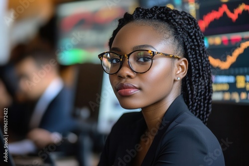 Female Investor Analyzing Stock Market Performance