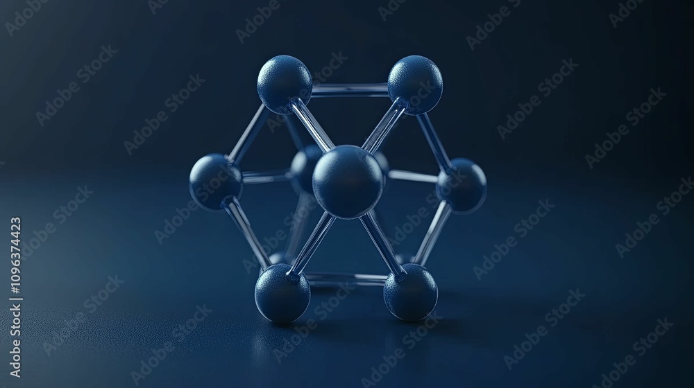 A Blue Molecular Structure Model on Dark Background A Blue Molecular Structure Model on Dark Background
