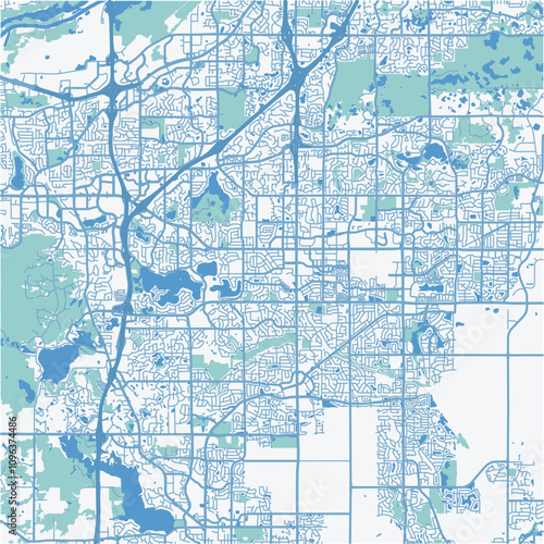 Map of Apple Valley in Minnesota in a professional blue style. Contains layered vector with roads water, parks, etc. photo