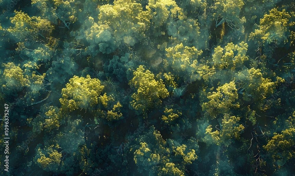 Tree Tops and Shadows, An abstract aerial shot capturing the interplay of sunlight and shadows on the tree tops Tree Tops and Shadows, An abstract aerial shot capturing the interplay of sunlight and shadows on the tree tops