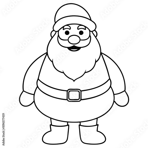 santa claus cartoon coloring vector illustration line art,transparent background