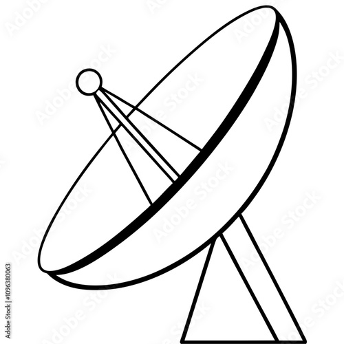 satellite dish antenna silhouette vector line art transparent background