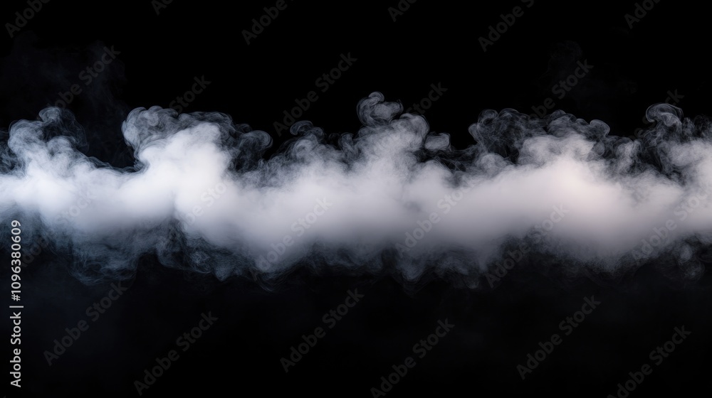 Soft, swirling white smoke billowing against a deep black background, creating an ethereal and mysterious atmosphere. Soft, swirling white smoke billowing against a deep black background, creating an ethereal and mysterious atmosphere.