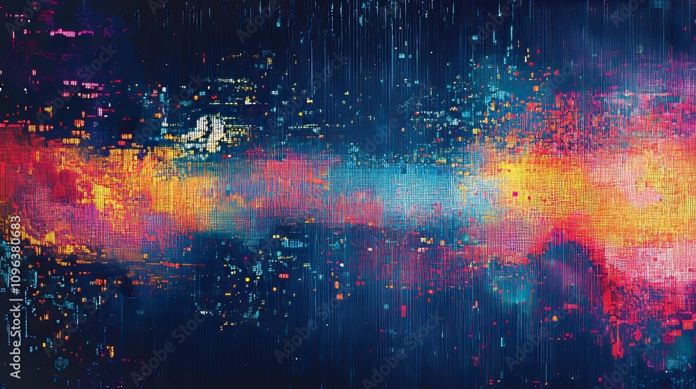 Obraz premium Abstract Cityscape Digital Art Vivid Colors