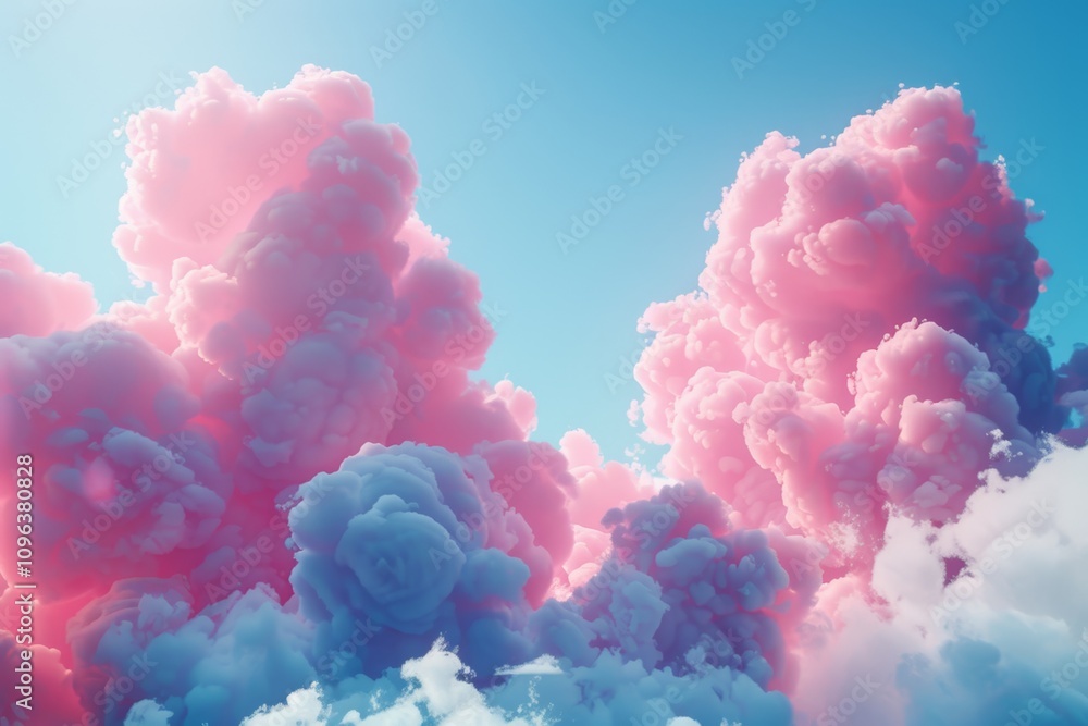 Beautiful pink clouds fill the sky at sunset, creating a picturesque and serene atmosphere over the horizon Beautiful pink clouds fill the sky at sunset, creating a picturesque and serene atmosphere over the horizon