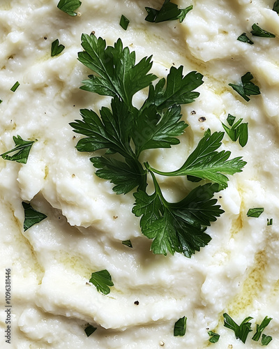 Scottish clapshot with mashed potatoes, turnips, and fresh herbs, served in a rustic bowl, cozy autumnal setting photo