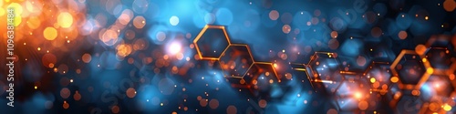 Abstract Hexagon Pattern with Bokeh Lights