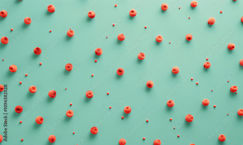 A playful design featuring tiny red dots scattered on a soft pastel green background, creating a cheerful and vibrant atmosphere A playful design featuring tiny red dots scattered on a soft pastel green background, creating a cheerful and vibrant atmosphere