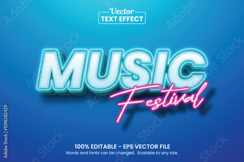 Glowing Music Festival, Editable Graphic Style text effect