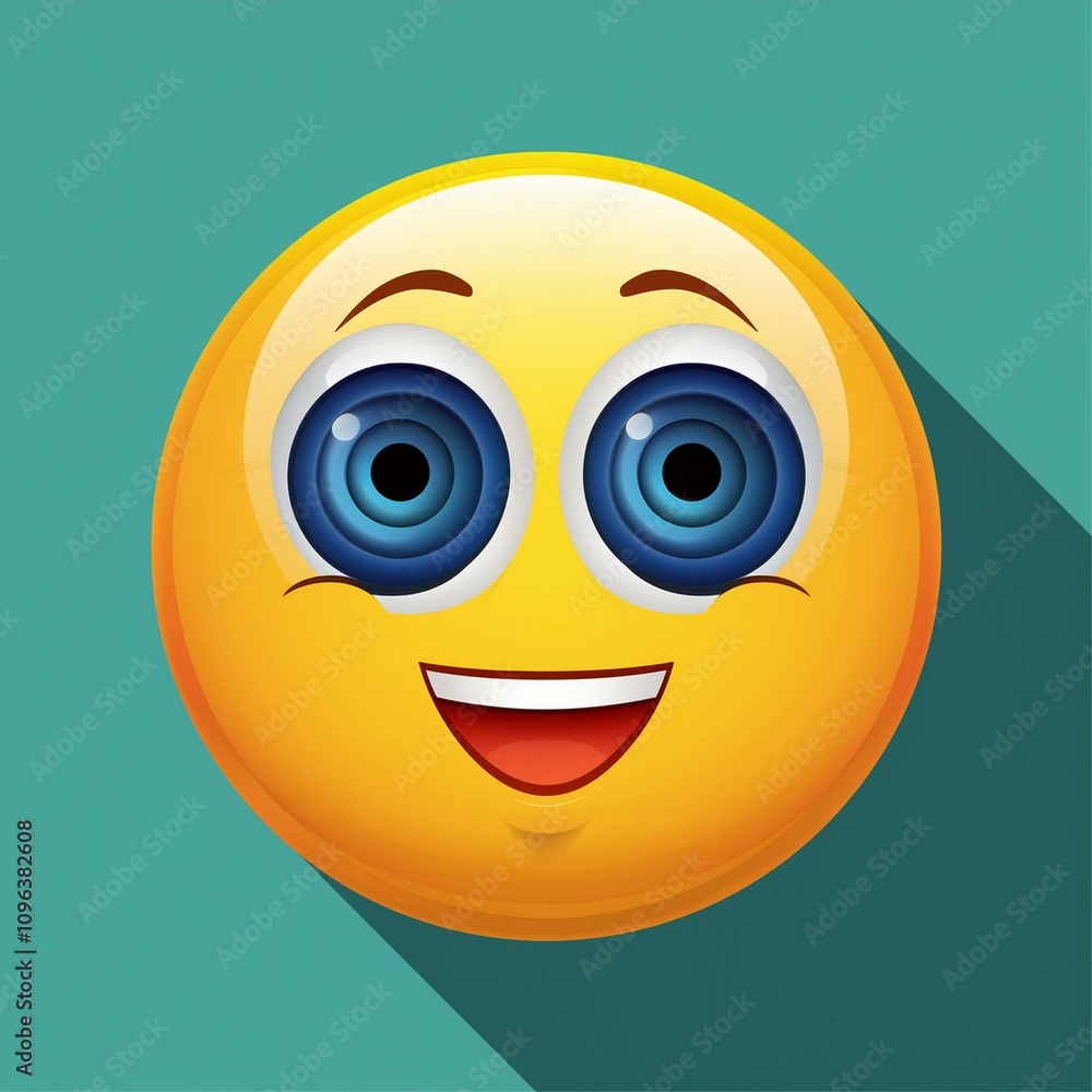 Fototapeta premium Emoticône souriant avec des yeux particuliers en ia
