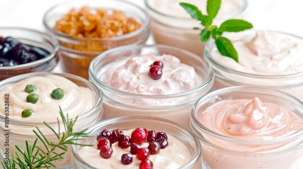 Assorted Flavored Creams in Glass Containers Assorted Flavored Creams in Glass Containers