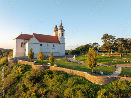 Tihany panoramic landscape with the abbey, lake Balaton, Hungary.