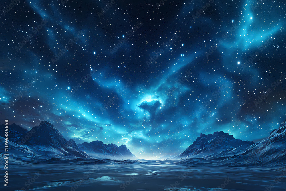 Fototapeta premium Beautiful auroras accompanied a huge and beautiful starry sky. A starry sky conceals nothing. The picture should have layers, a sense of depth, a sense of detail, high-definition.