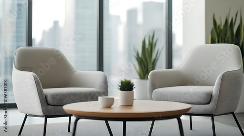 Modern Office Lounge Chairs and Table