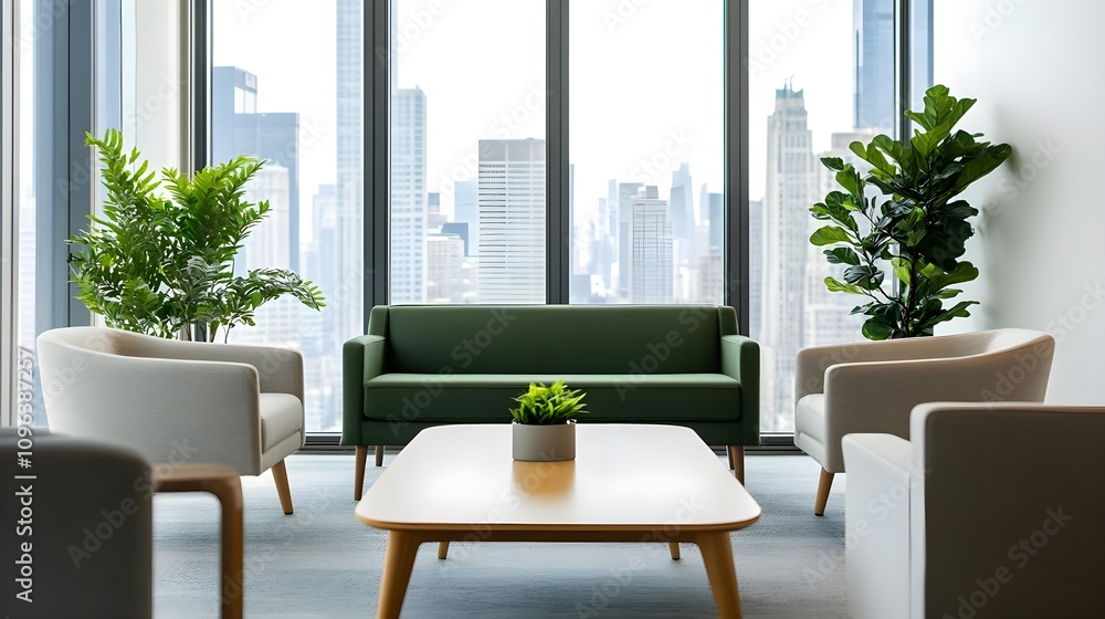 Fototapeta premium Modern Office Lounge City View