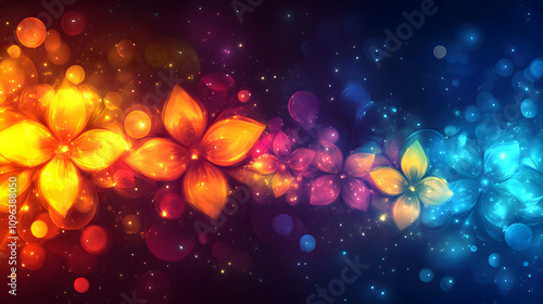 Abstract Floral Background with Glowing Lights