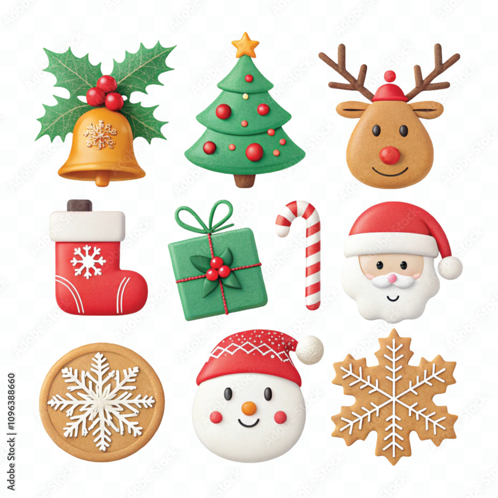 abstract 3d christmas and holiday Icon set png design abstract 3d christmas and holiday Icon set png design