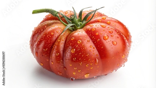 Juicy Thick Meat Tomato with Water Droplets Isolated on White Background for Farm-Fresh Appeal