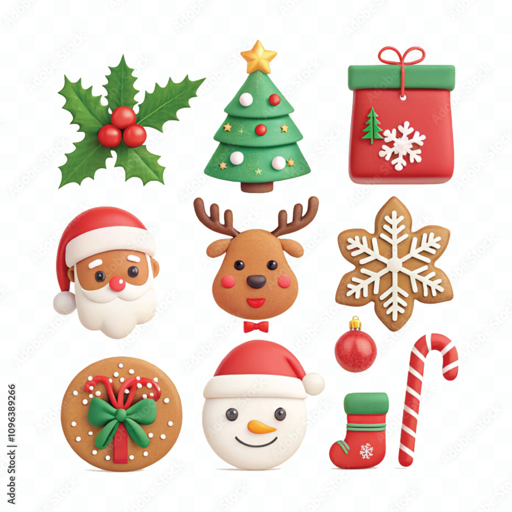 abstract 3d christmas and holiday Icon set png design abstract 3d christmas and holiday Icon set png design