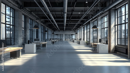 Wallpaper Mural Industrial Loft Office Space Design with Sunlight Torontodigital.ca