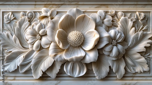 Intricate Marble Carving Depicting Floral Design