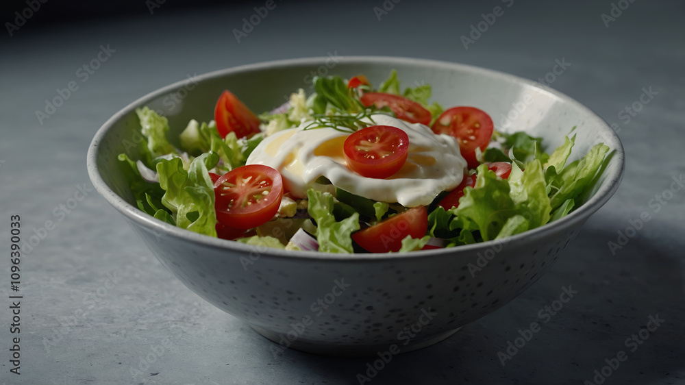 Fresh and healthy salad with mayonnaise in a bowl Fresh and healthy salad with mayonnaise in a bowl
