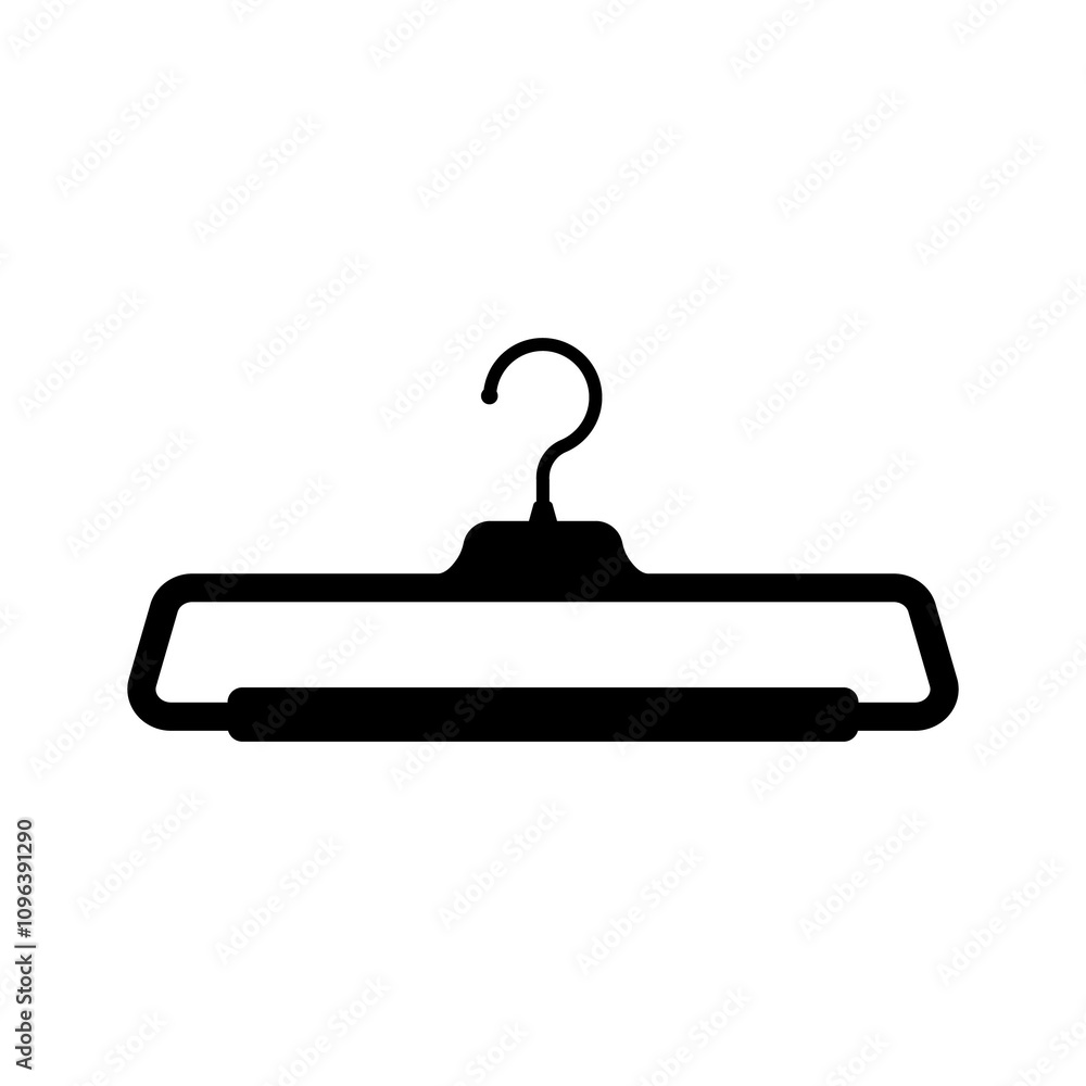 Illustration showing a black icon of a clothes hanger in a closet, isolated on a white background
Illustration showing a black icon of a clothes hanger in a closet, isolated on a white background