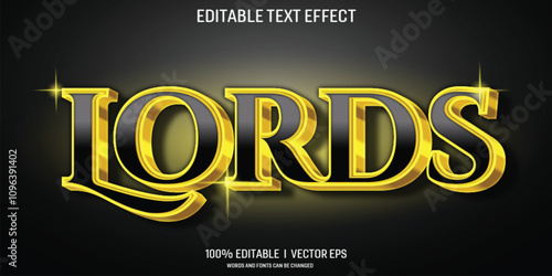 golden lords vector 3d text effect with modern style design