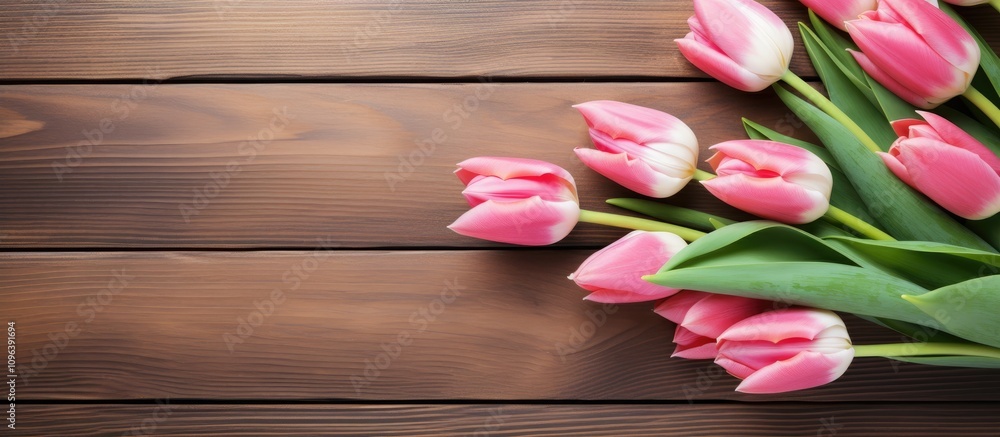 March 8 greeting card design with pink tulips on wooden background space for text elegant layout for International Women’s Day celebration March 8 greeting card design with pink tulips on wooden background space for text elegant layout for International Women’s Day celebration