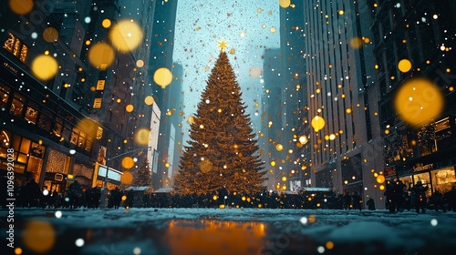 Times Square Christmas Celebration Illuminated Tree