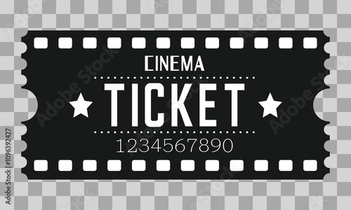 Cinema ticket template on checkered background
