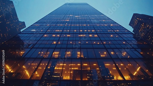 Wallpaper Mural Illuminated Skyscraper at Night Cityscape View Torontodigital.ca