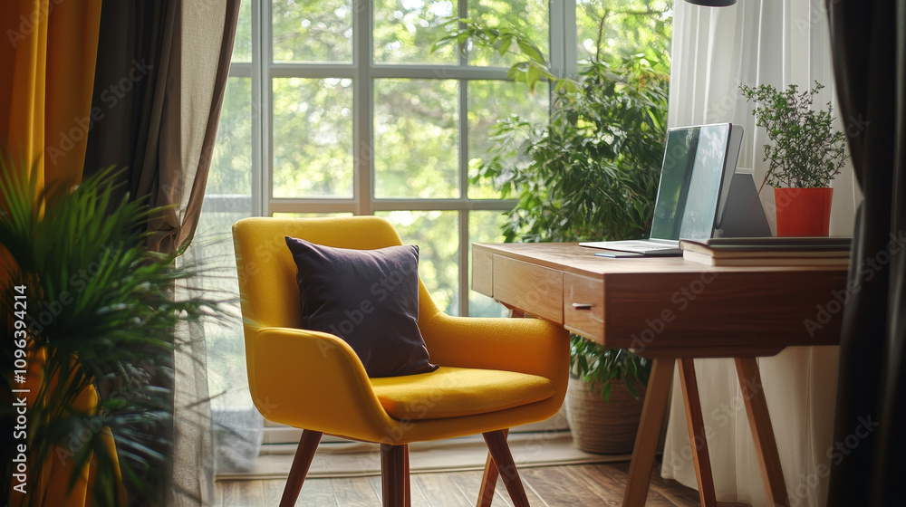 Stylish Yellow Chair: The chair serves as a vibrant focal point, combining ergonomic comfort with eye-catching design. Adding a soft pillow enhances the coziness and invites prolonged use.
Stylish Yellow Chair: The chair serves as a vibrant focal point, combining ergonomic comfort with eye-catching design. Adding a soft pillow enhances the coziness and invites prolonged use.