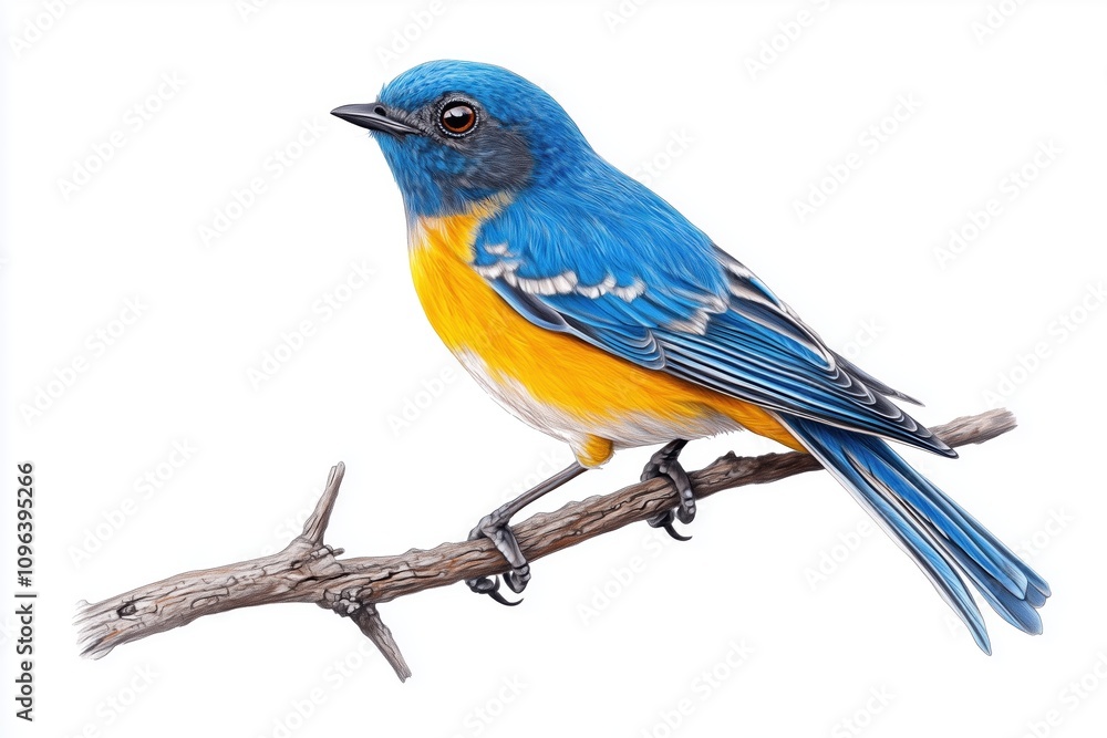 Obraz premium Detailed tattoo of a songbird perched on a branch