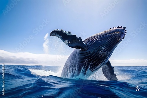 a whale breaching the surface of the water ecology marine mammal photo