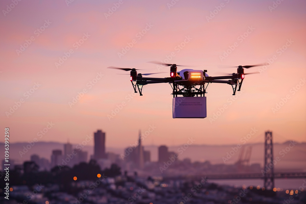 Drone flying in sky over beautiful nature during observation from top Drone flying in sky over beautiful nature during observation from top