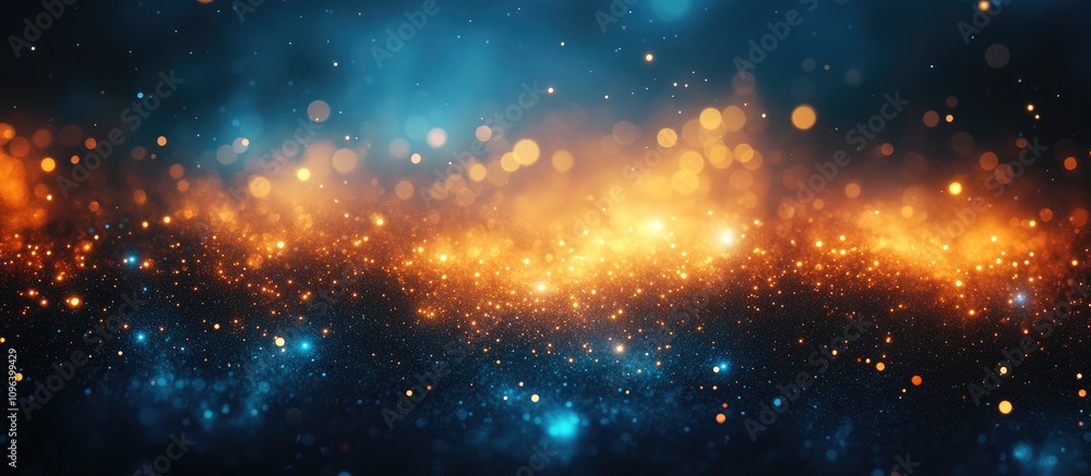 Fototapeta premium Mystical bokeh background with shimmering golden and blue lights creating a dreamy abstract atmosphere for creative projects and designs