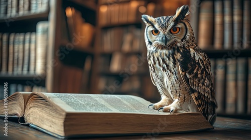 Wallpaper Mural Wise Owl Perched Upon An Ancient Book In A Library Torontodigital.ca