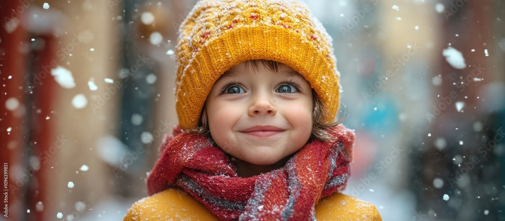 Happy boy in winter attire with bright smile and colorful background celebrating anticipation of holiday season and snowfall joy Happy boy in winter attire with bright smile and colorful background celebrating anticipation of holiday season and snowfall joy